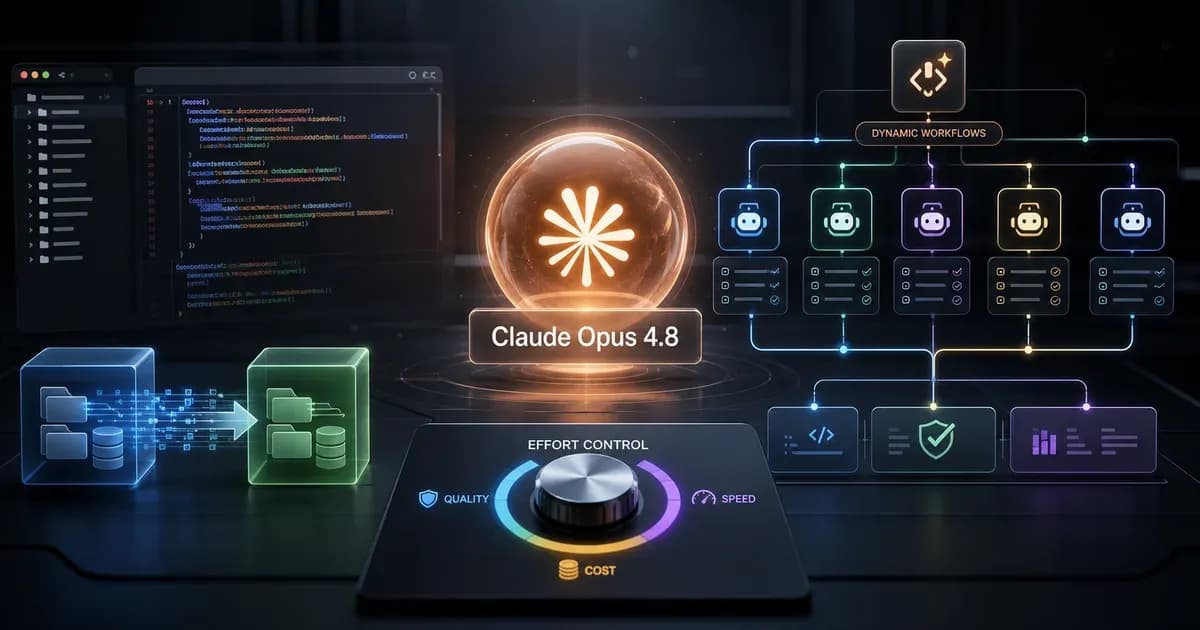 Claude Opus 4.8 与 Claude Code 长程 Agent 工作流示意图