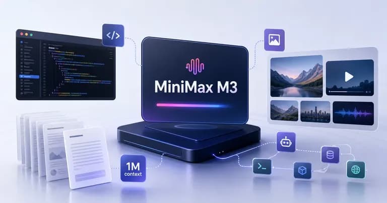 MiniMax M3 长上下文多模态 Agent 工作流示意图