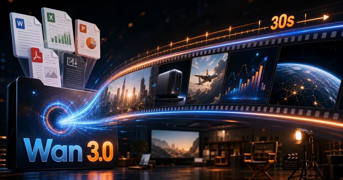 Wan 3.0 将文档和表格转化为带有 30 秒时间轴的连续视频胶片