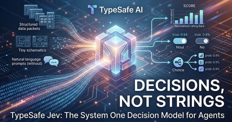 TypeSafe Jev 决策模型与 Noul、Choice、Score 三大原语架构示意图