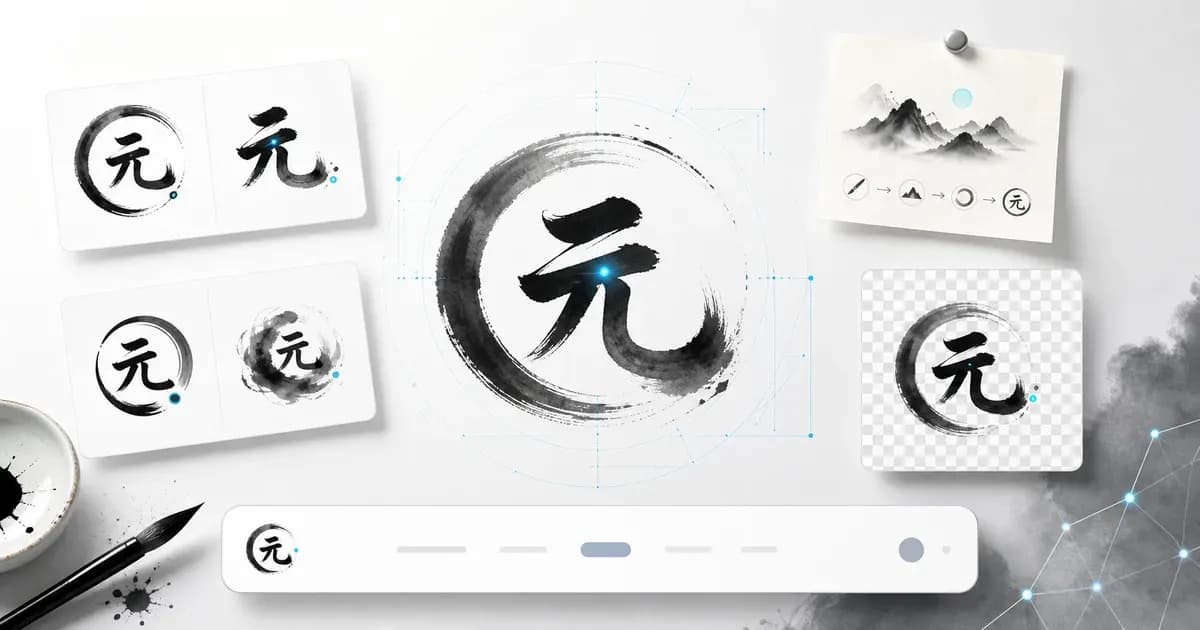 AI 制作墨元AI Logo 的流程配图