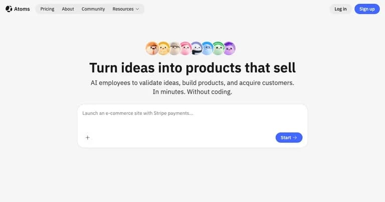 Atoms AI 应用构建界面缩略图