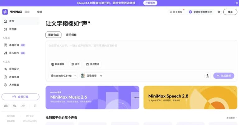 MiniMax Audio AI 工具界面缩略图